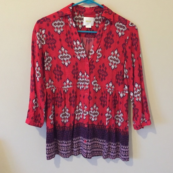 Maeve Red button up blouse