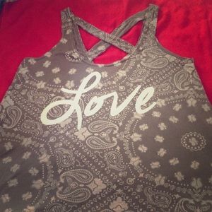 Gray bandanna tank top