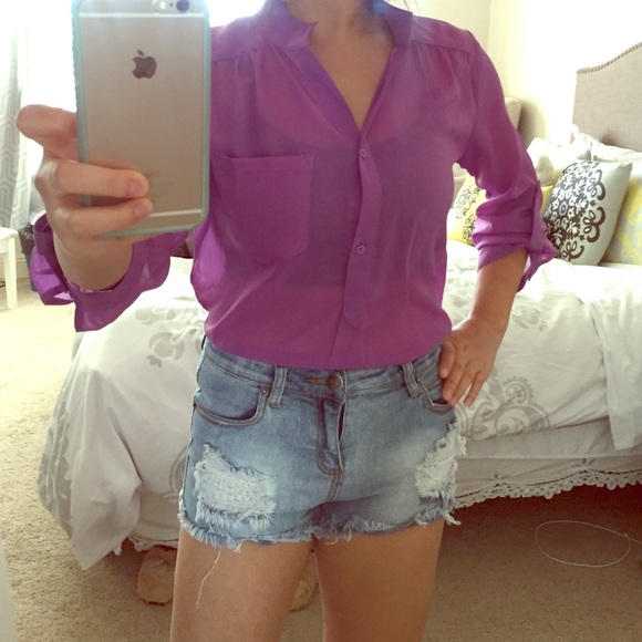 Sheer purple top