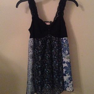 Crochet/chiffon flower tank