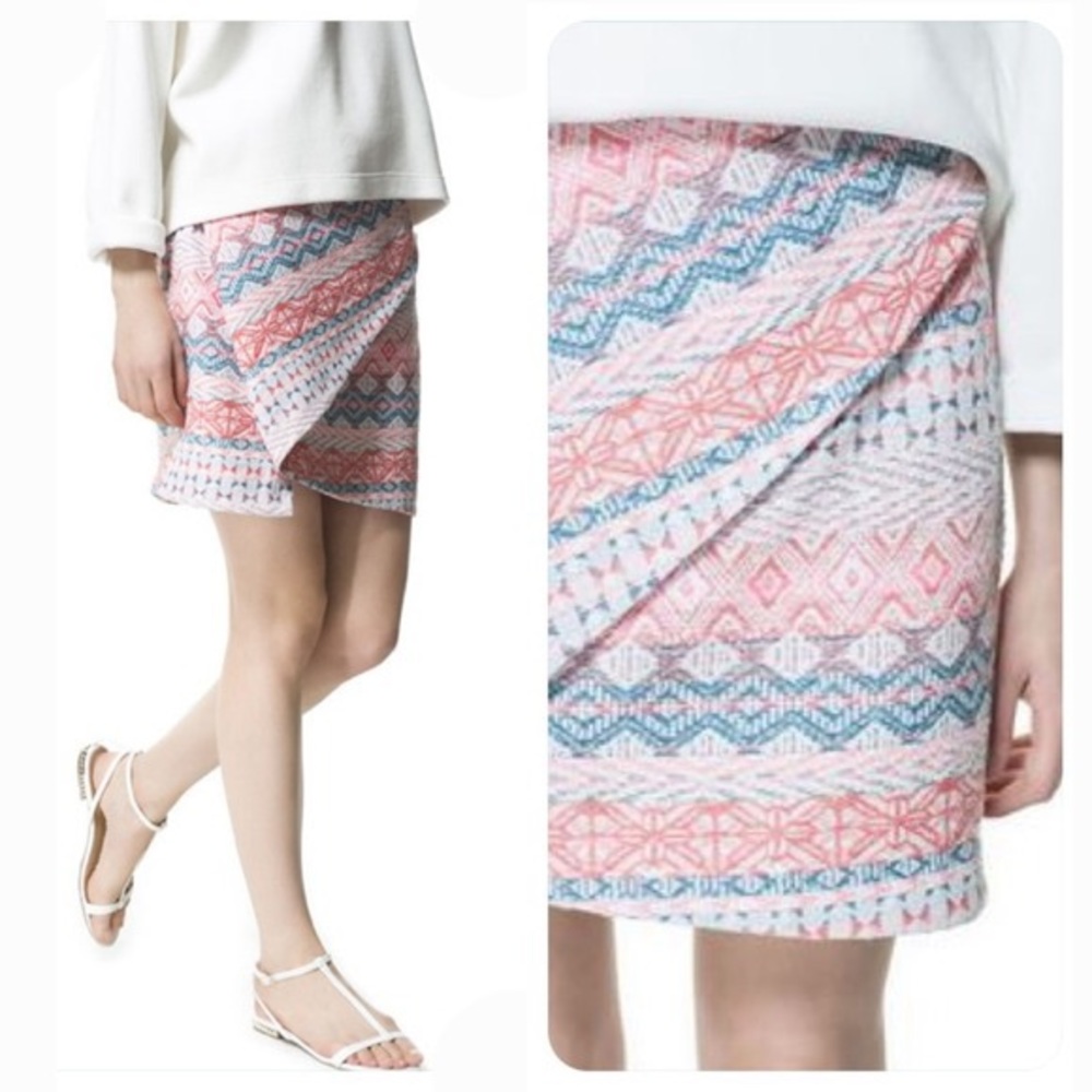 Zara Aztec Wrap Woven Skirt