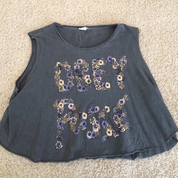 obey grey crop top