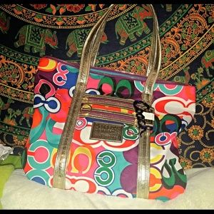 Coach Signature Poppy C Glam Tote