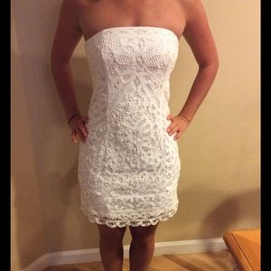 White lace Lilly Pulitzer strapless dress