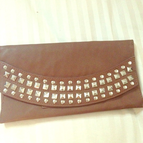 Brown Stud Wallet Clutch