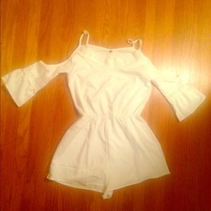 Chiffon Off the Shoulder Lace White Romper