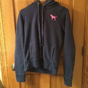 PINK navy blue sweatshirt with hood