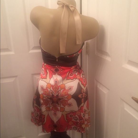 Bebe silk paisley beaded cocktail dress small - Picture 2 of 2