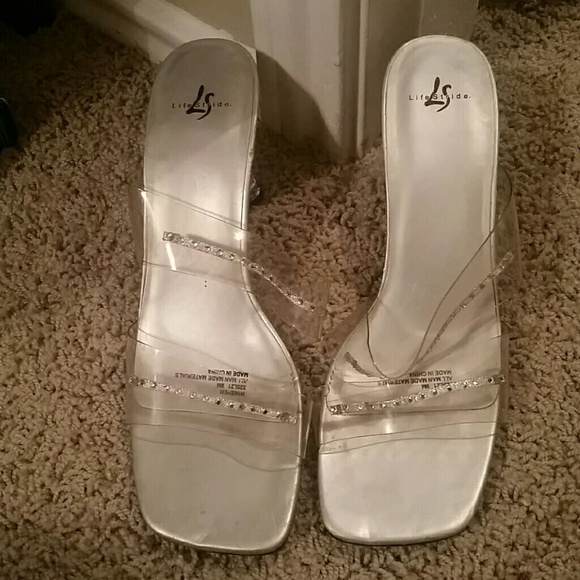 Clear with rhinestones heels