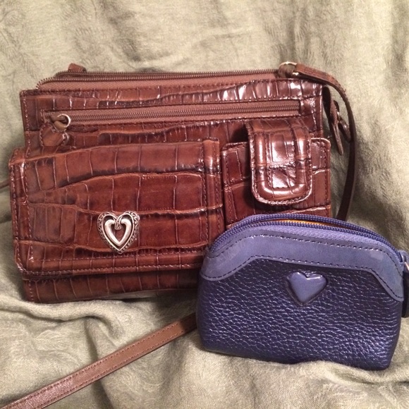 Brighton brown cross body bag; w/change purse
