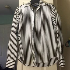 Black/white stripped button up shirt