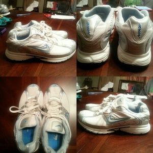 Blue and White Nike Running Shoes