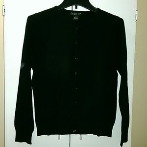 New August Silk Long Sleeve Black Cardigan Sz M