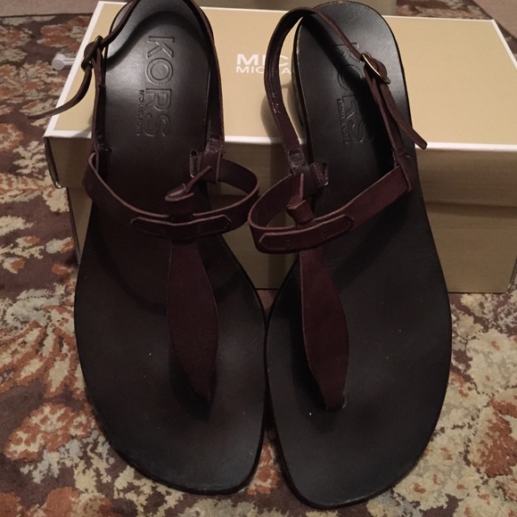 Michael Kors sandals dark brown all leather.
