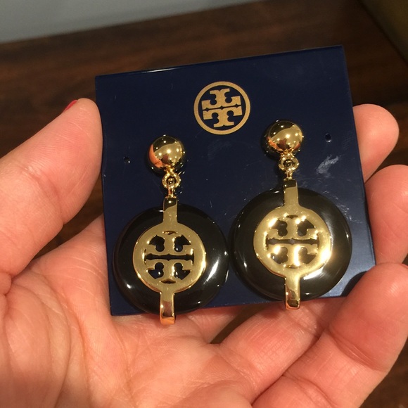 ❌SOLD❌ Tory Burch Deco Logo Resin Earrings Black
