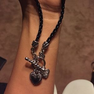 Lia Sophia heart necklace with leather chord