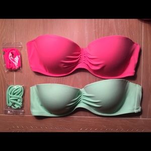 Victoria Secret Flirt bandeau Mint and Coral
