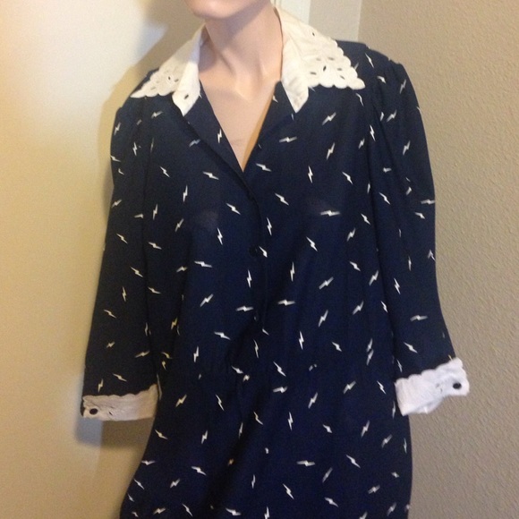 Dresses Vintage Lightning Bolt Dress With White Collar Poshmark