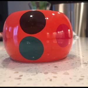 Orange polka dot wood bracelet
