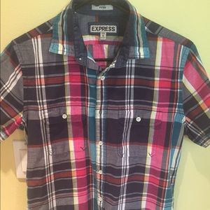 Men's plaid button down from express
