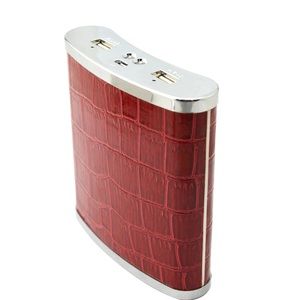 Portable Charger Flask Type Leather Material