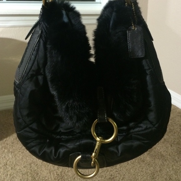 Coach rabbit fur hobo handbag