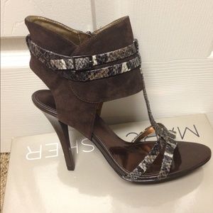 Brown high-heeled