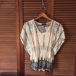 Lace Blouse Top with Inner Shell