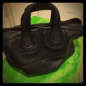 Black leather shoulder bag