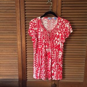 Red and White Thread Top