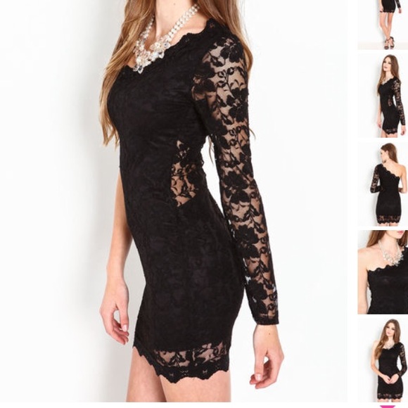 Lace dress one shoulder purple