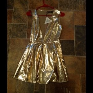 Luxe metallic skater dress