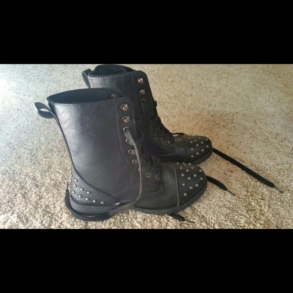 Metal studded boots