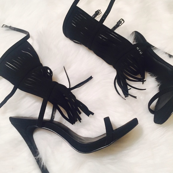 Nasty Gal Black Fringe Heels