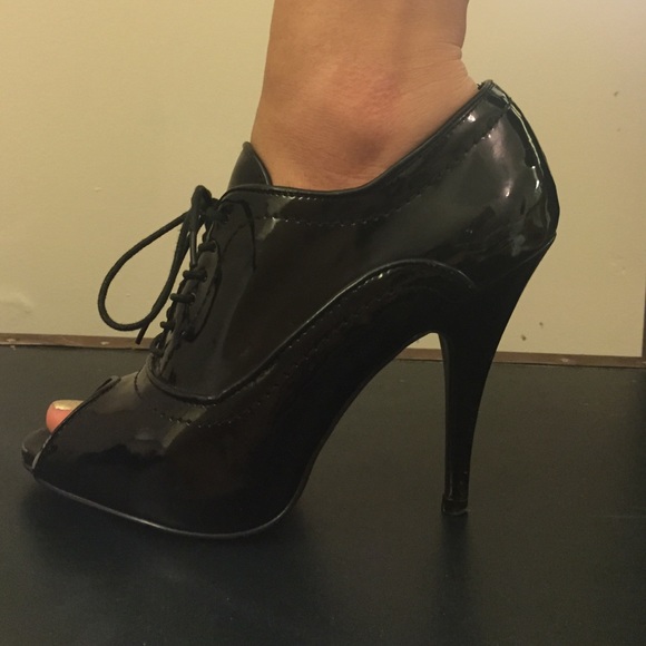 Black lace up booties