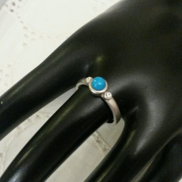 Bamboo pink turquoise and Rhinestone silver plated
