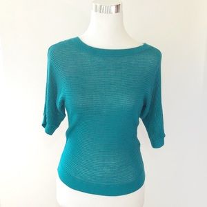 Express Mesh Dolman Teal Sweater