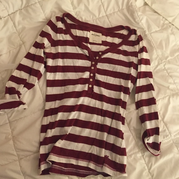 Burgundy and white striped shirt