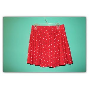 Forever 21 coral polka dot mini skater skirt