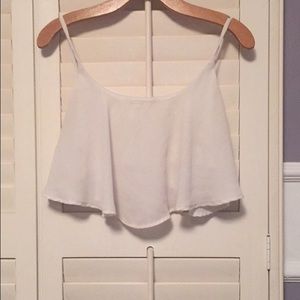White polyester crop top