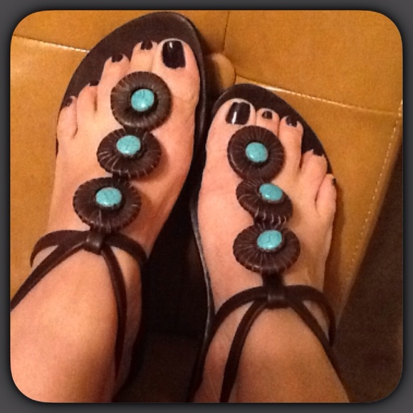 SALE LEATHER J.P.& MATTIE ARTISAN SANDAL TURQUOISE