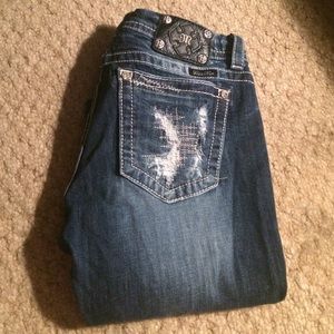 Miss Me Distressed Pocket Bootcut Jeans