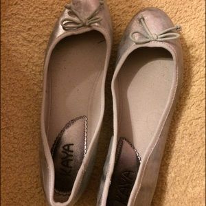 Silver Ballet Flats