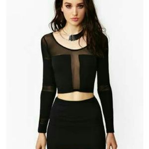 Nasty Gal sheer panel crop top