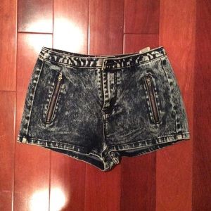 Acid Wash High Waisted Shorts