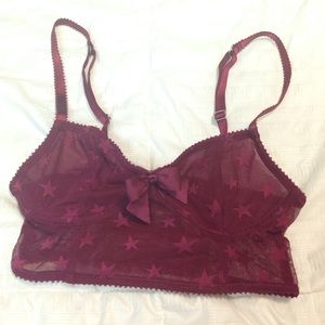 Aerie Star Stitched Bralette (Maroon XXS)