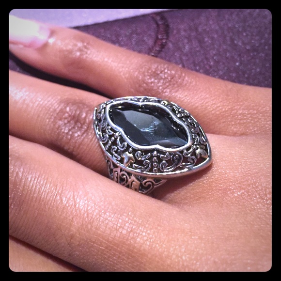 Silver Ring With Black Stone