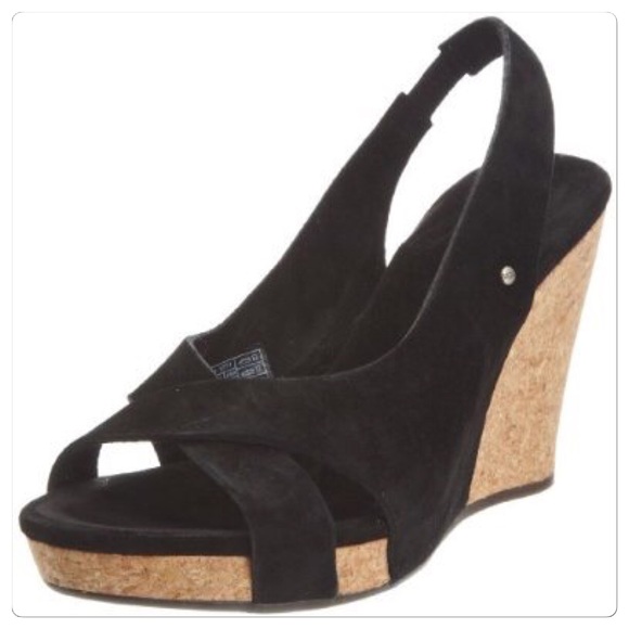 UGG Shoes - ♣️ UGG wedge heels shoes black /cork hazel 7 boots