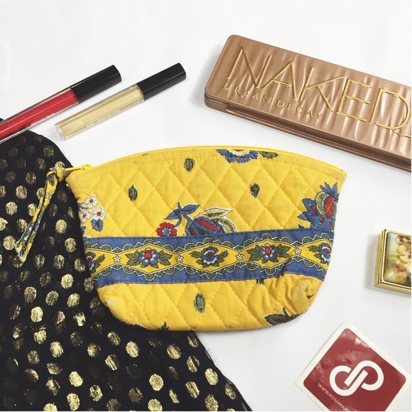 Yellow and Blue Vera Bradley Paisley Print Pouch