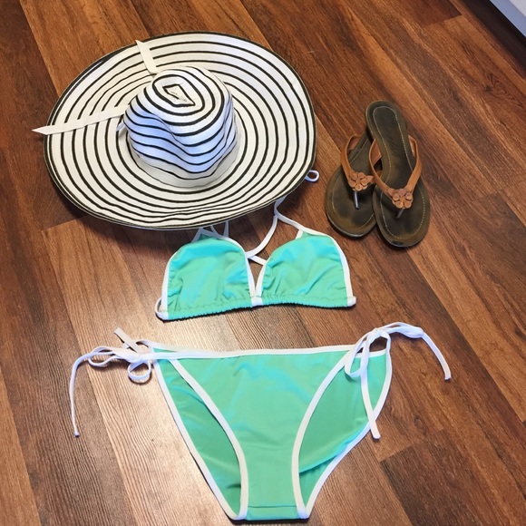 Sexy mint and white bikini